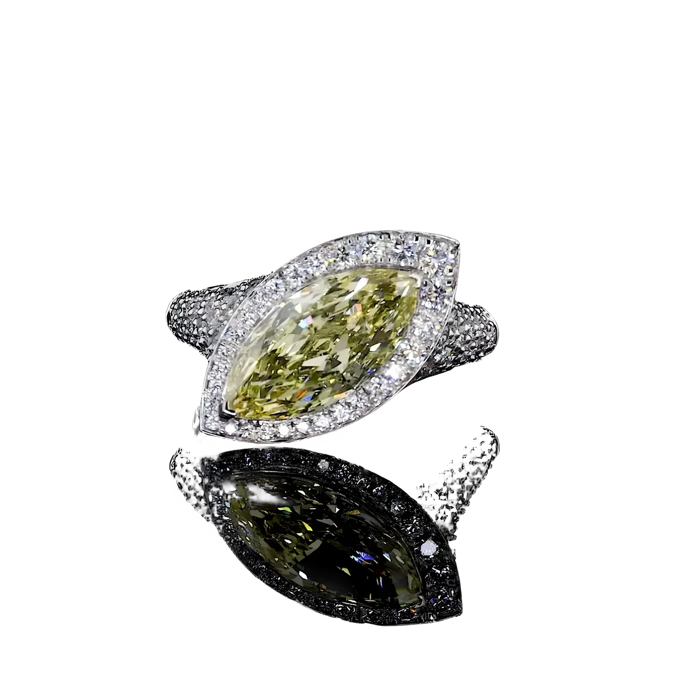 Bague Halo (Pavé) en diamant jaune (CV84)