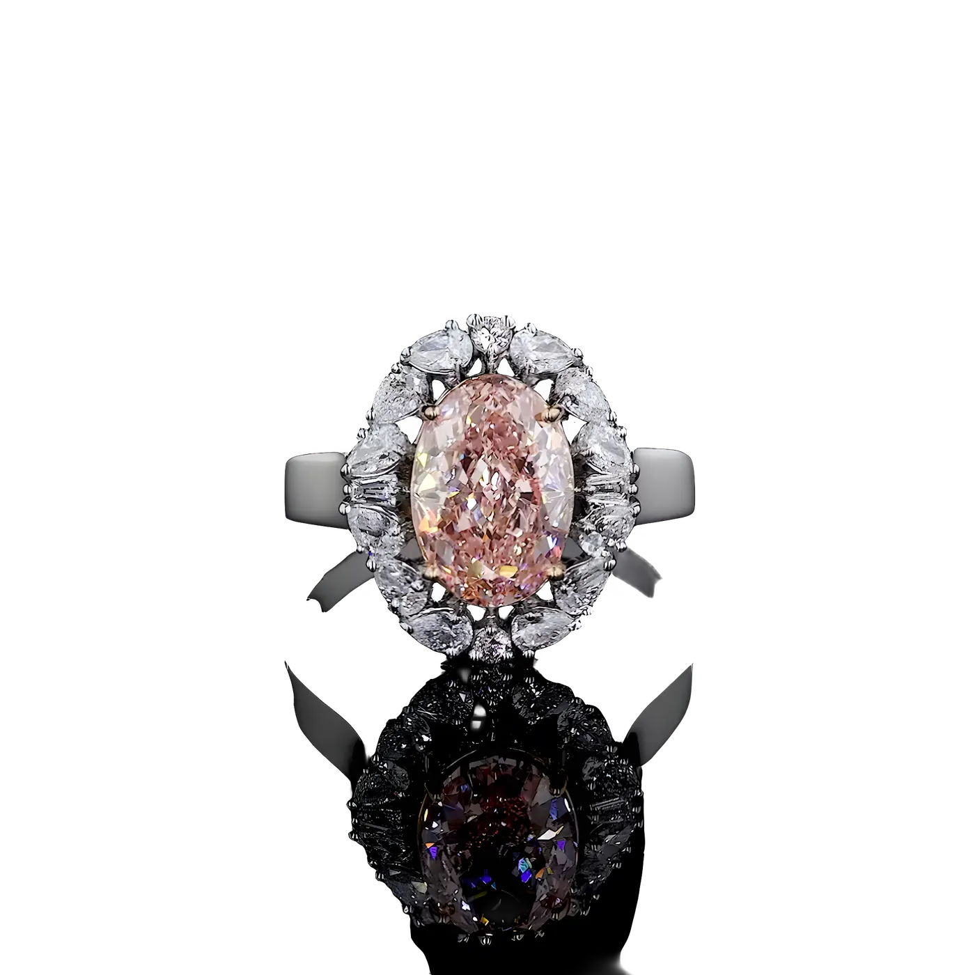 Bague halo en diamant rose (CV34)