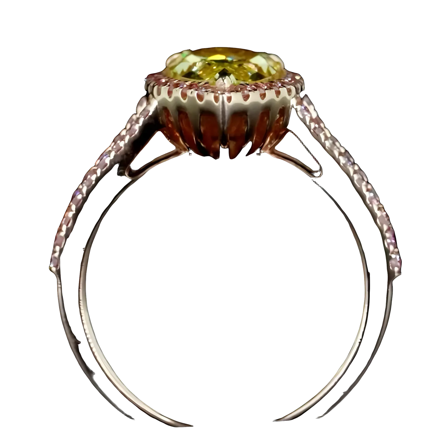 Bague halo en diamant jaune (CV98-1)
