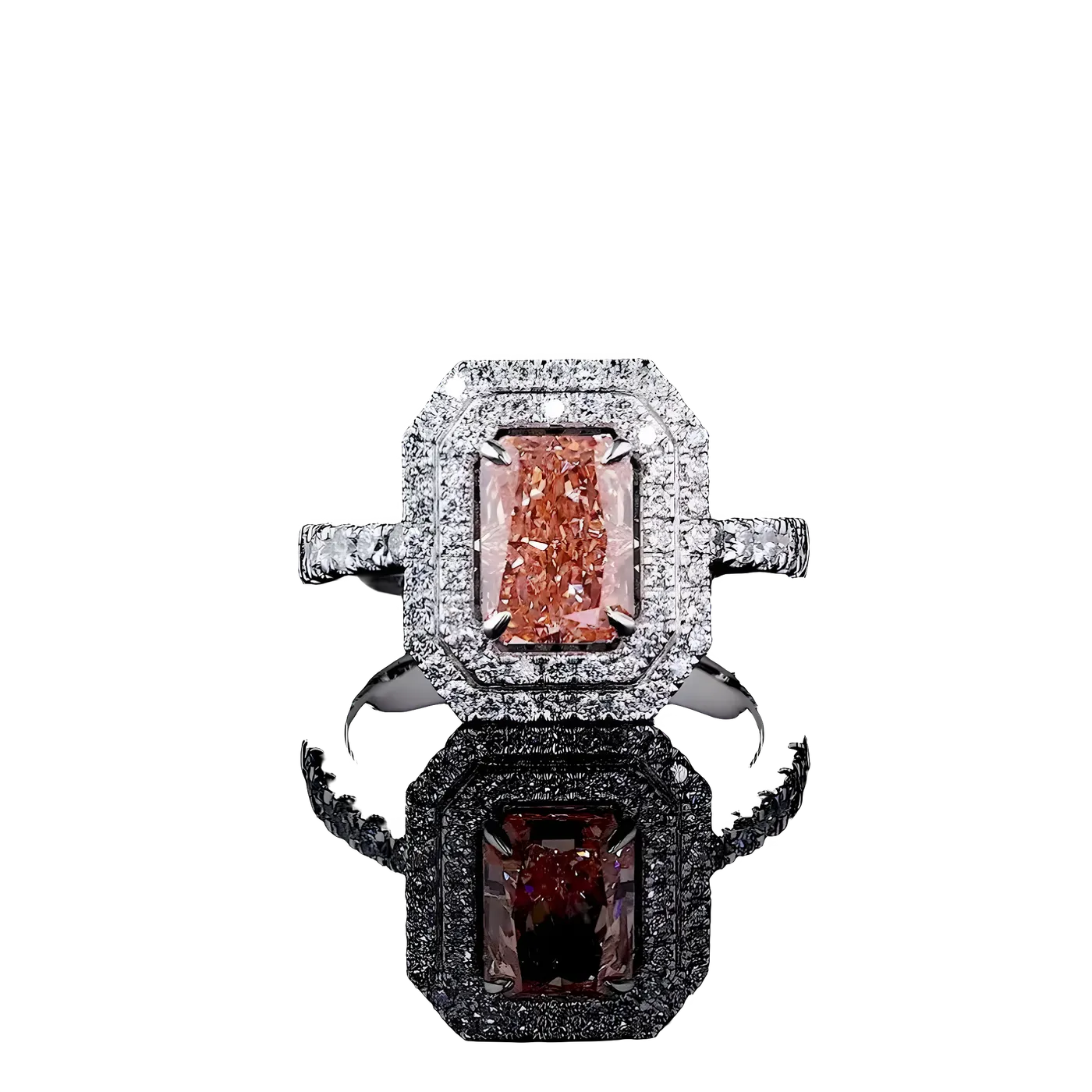 Bague halo en diamant rose (LC1-14A)