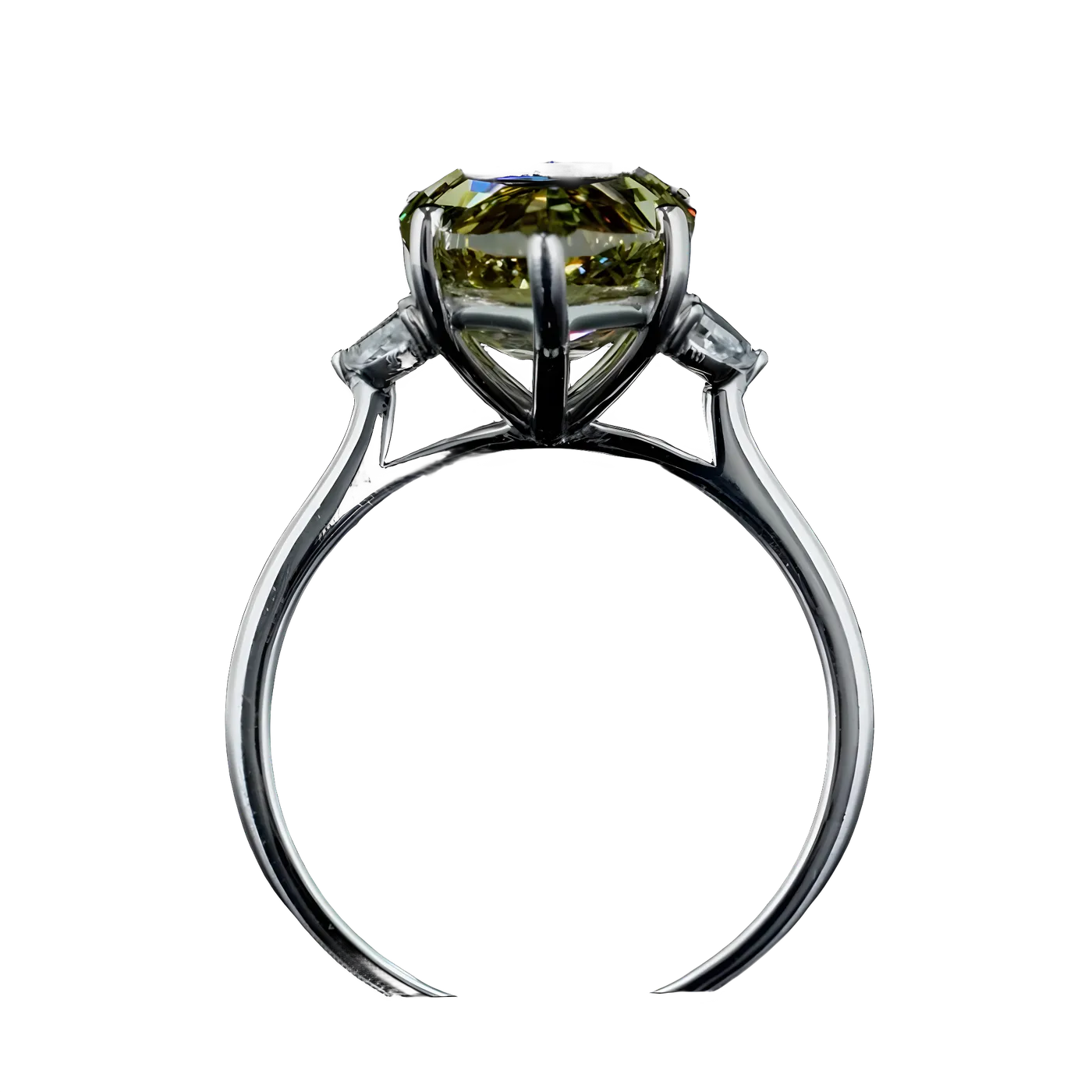 Bague avec pierre latérale en diamant jaune (D97)
