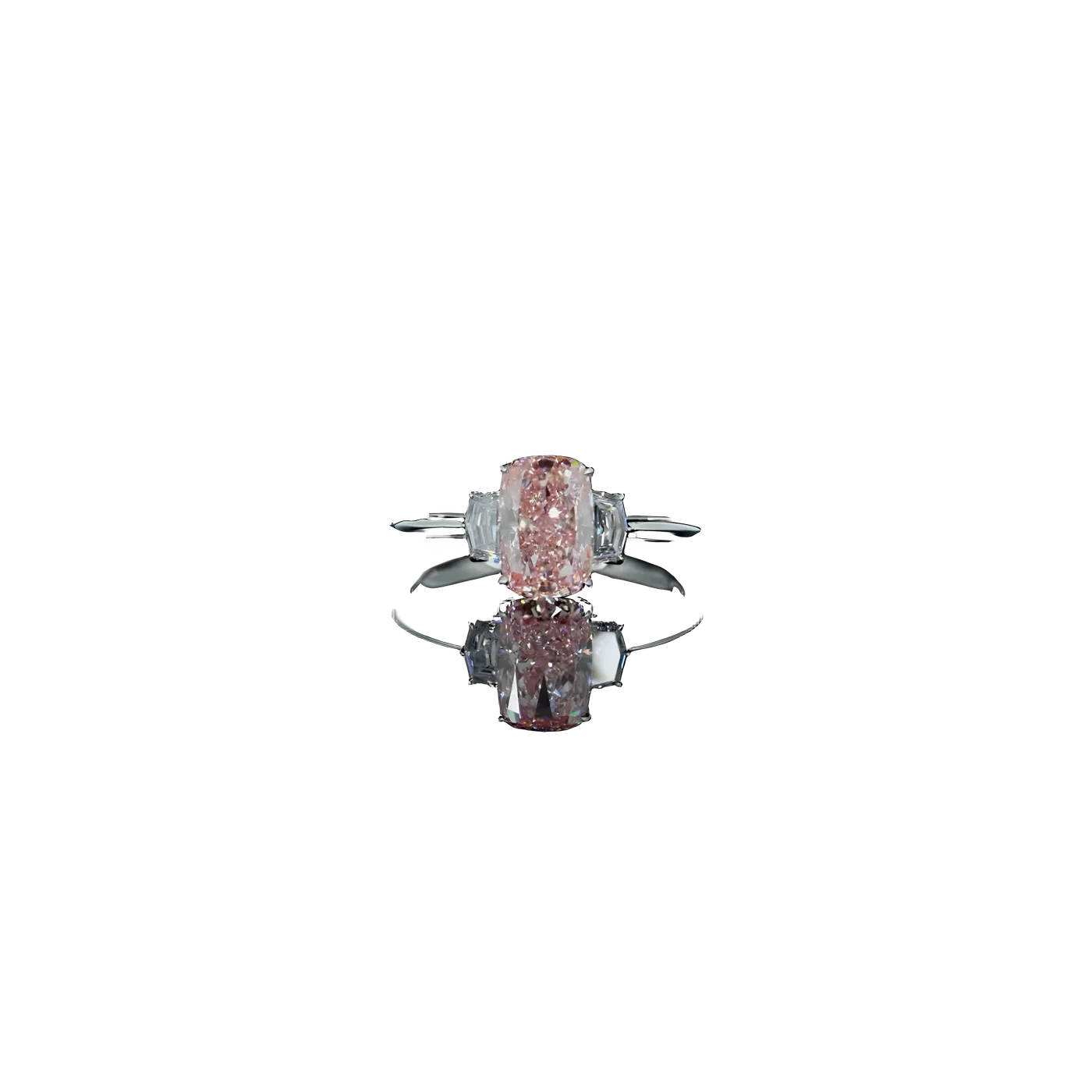 Bague avec pierre latérale en diamant rose (D106)