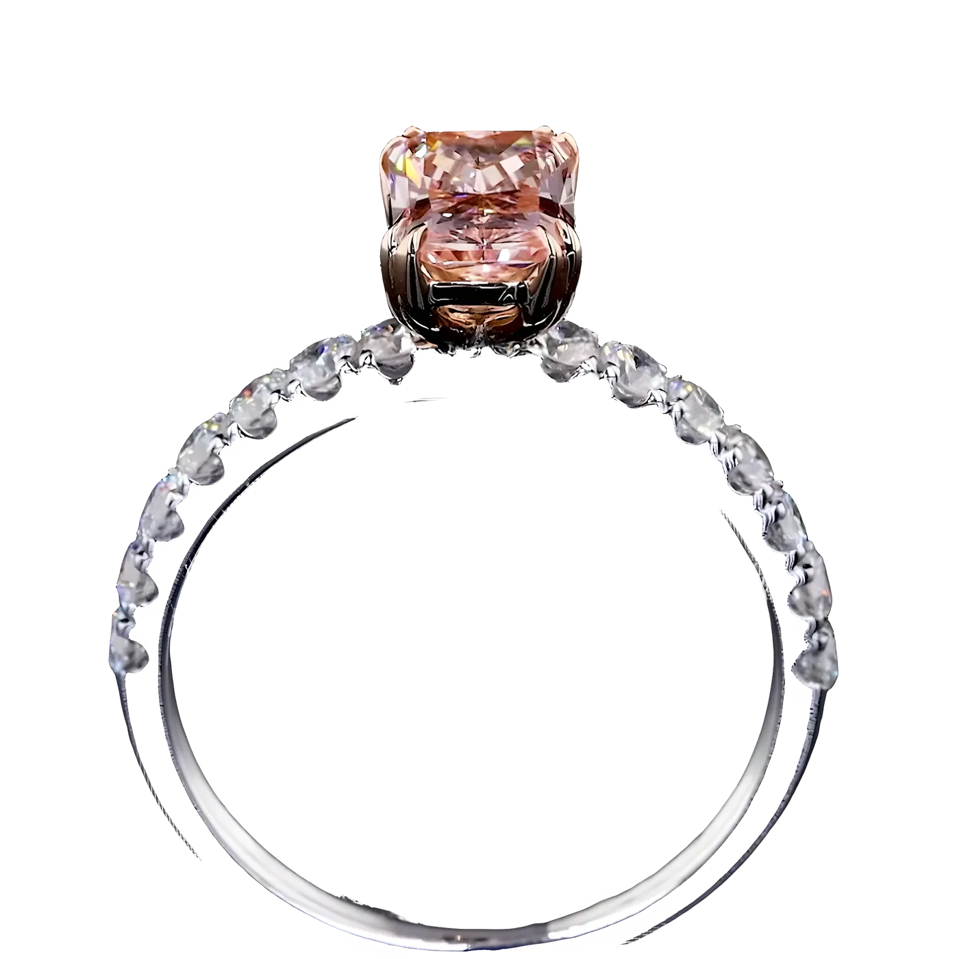 Bague solitaire (pavé) diamant rose (D-22)